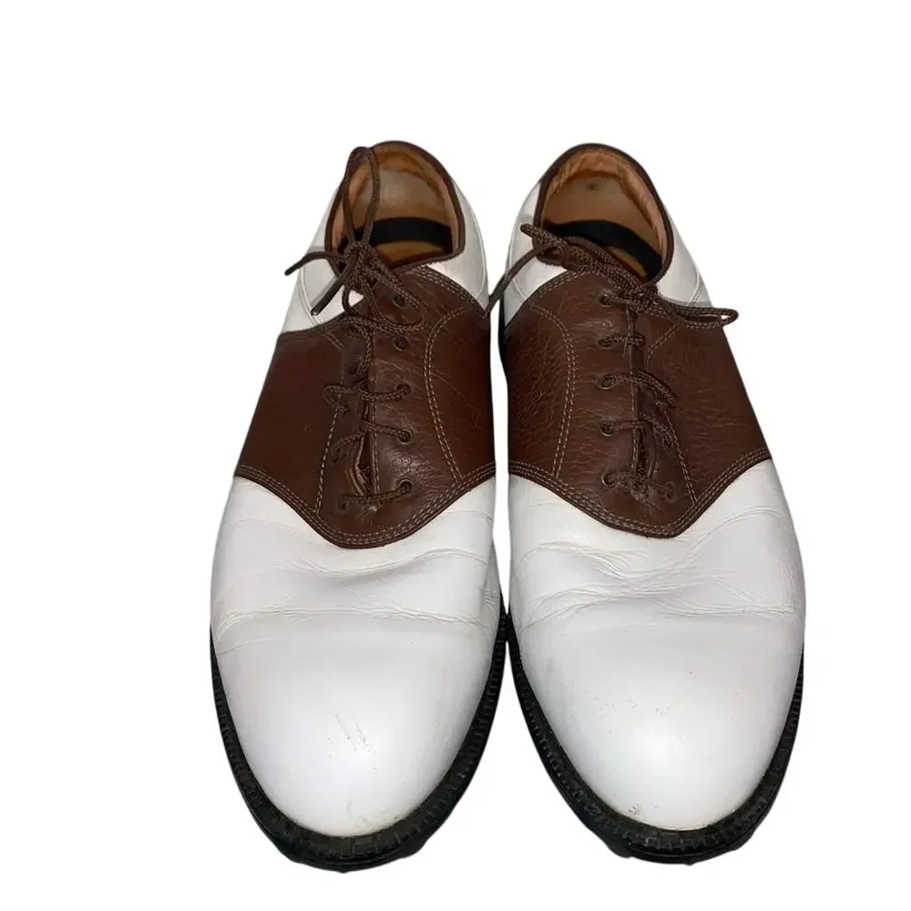 Nike Air Leather Golf Shoes Men’s 9 Brown White‎ Spikeless Oxford